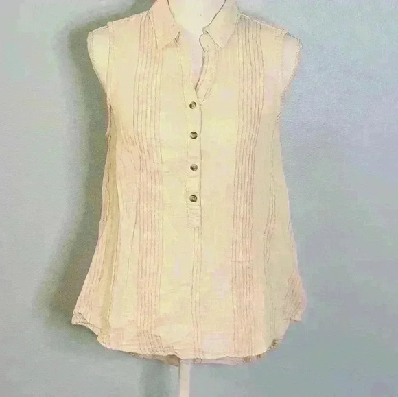 Women's lightweight sleeveless striped button-down top size M - Picture 3 of 8